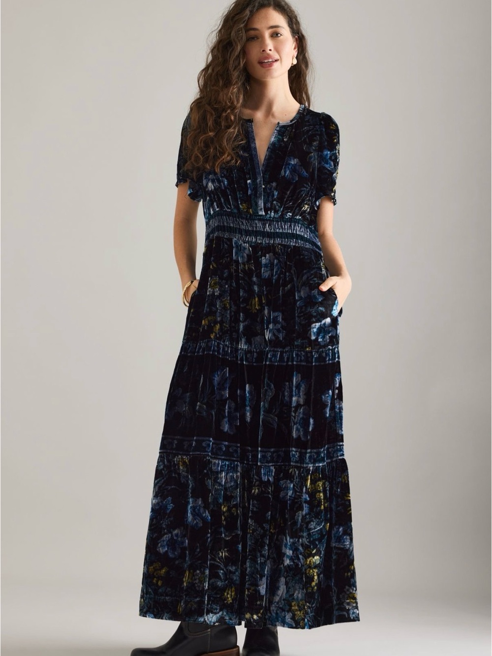 NWT Anthropologie Somerset Velvet Maxi Floral Dress - Picture 8 of 11